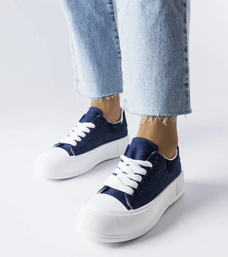 Granatowe trampki na platformie Josseaume