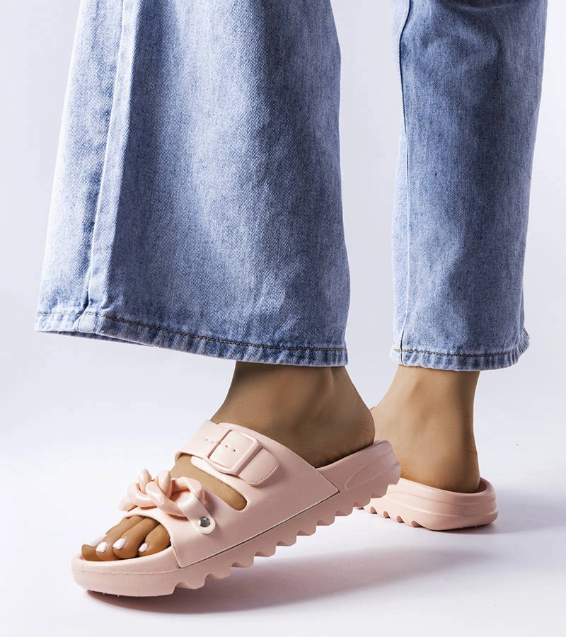 Różowe gumowe klapki Étoile