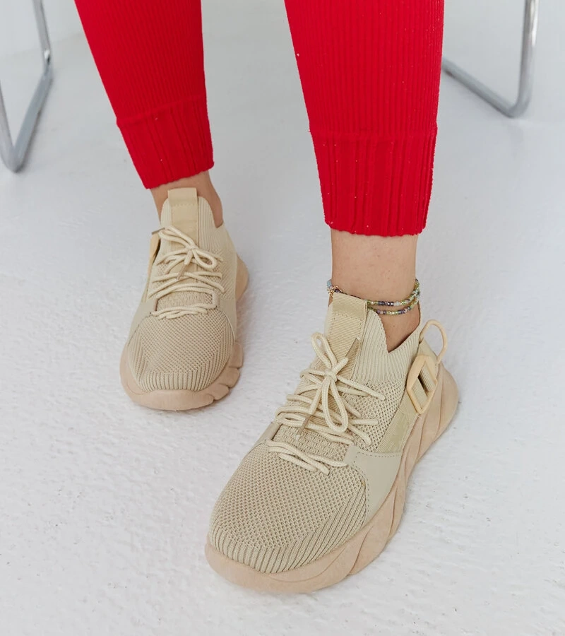 Beżowe lekkie sneakersy sportowe Faruz