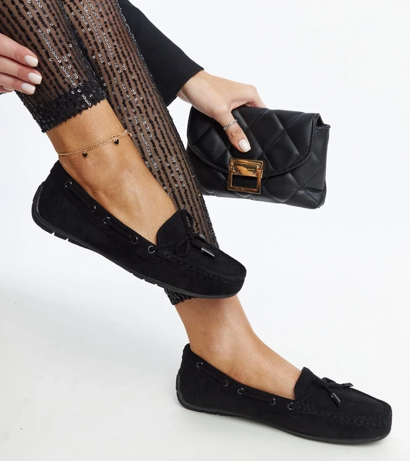 Czarne mokasyny z kokardą Hayam