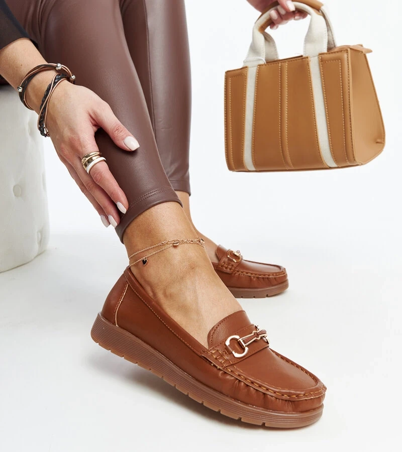 Brązowe mokasyny z klamerką Anisah