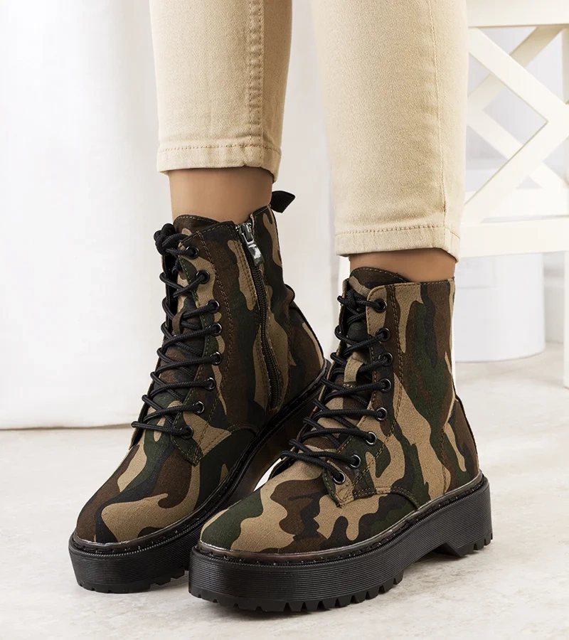 Zielone militarne traperki Lanita