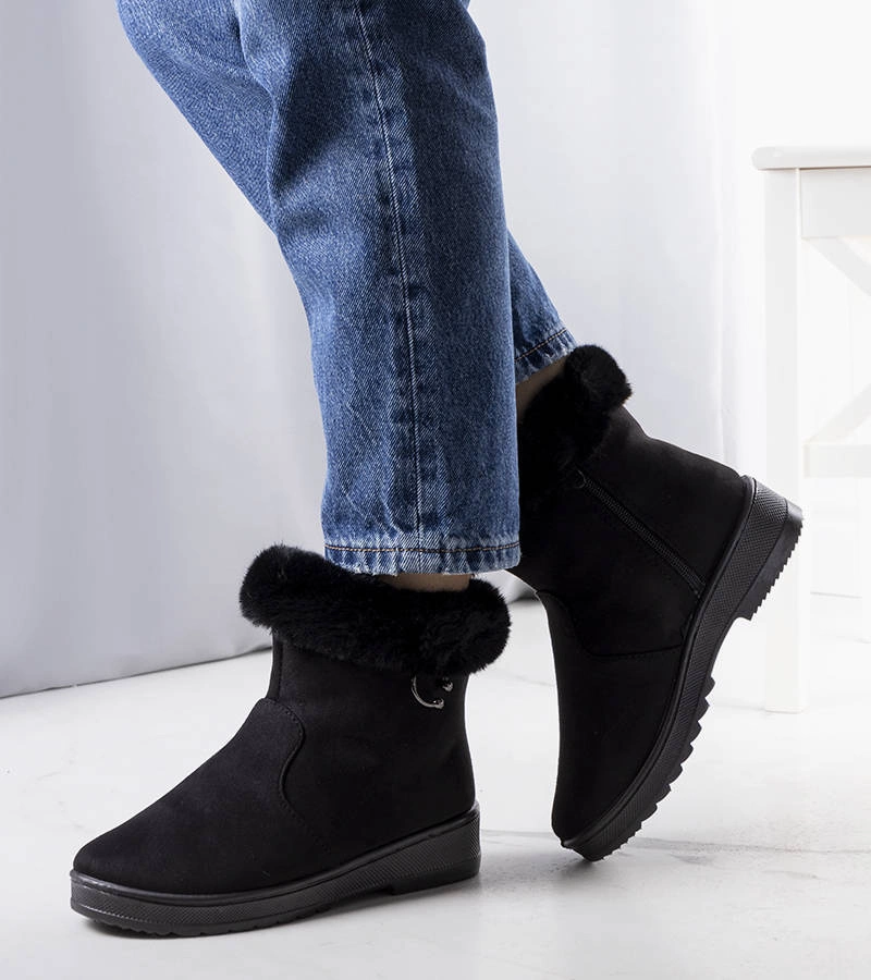 Czarne ocieplane śniegowce z futerkiem Marvin