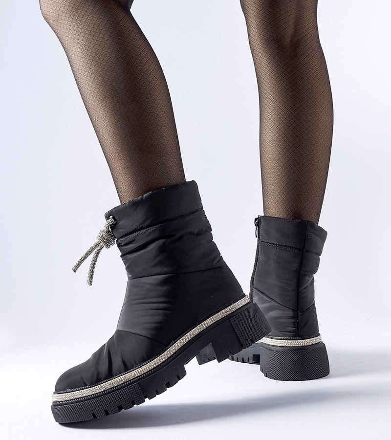 Czarne śniegowce zdobione cyrkoniami Giusti