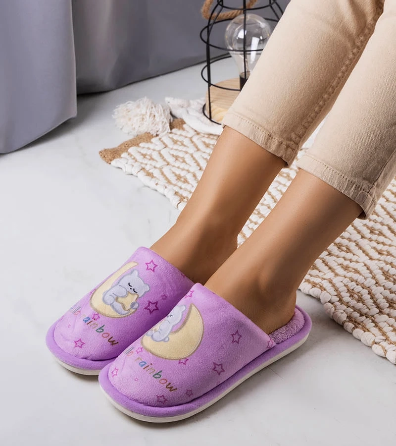 Fioletowe miękkie kapcie Rainbow moon