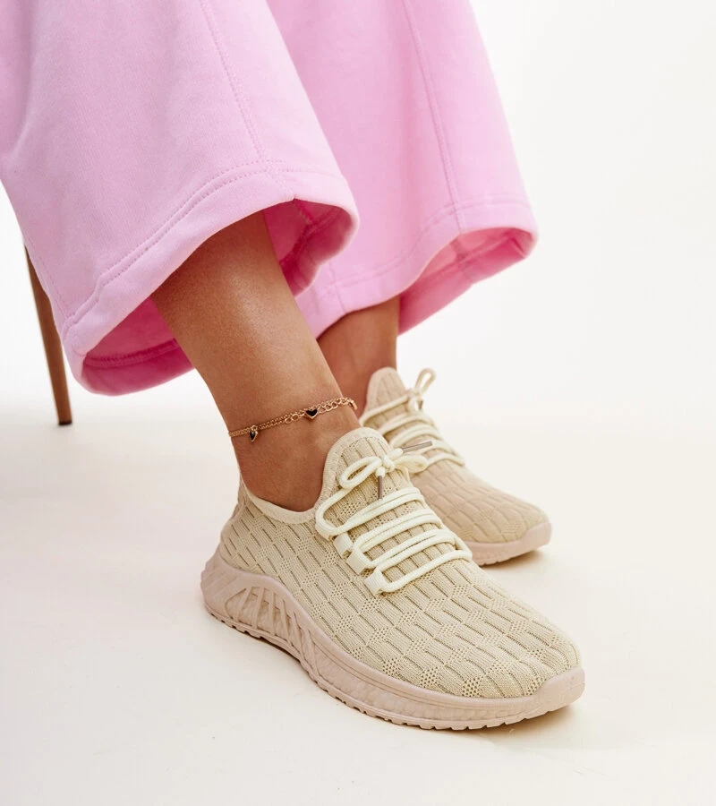 Beżowe materiałowe sneakersy Milena
