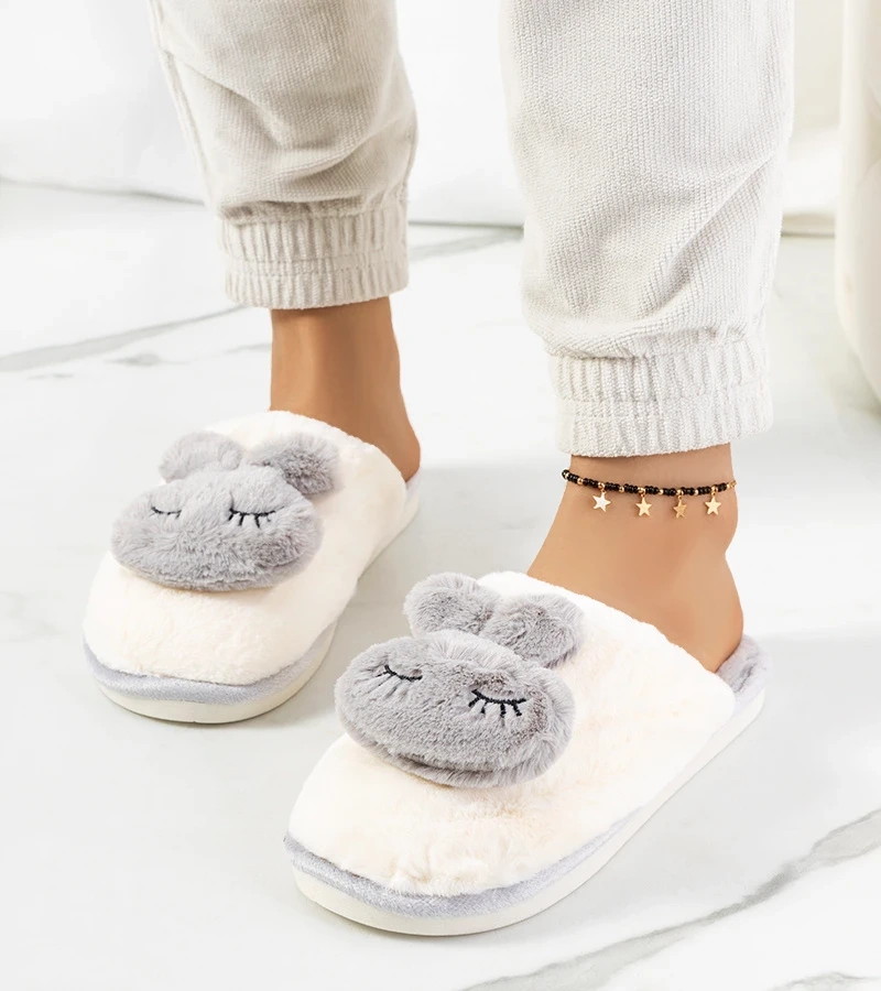 Szare kapcie z króliczkiem Rabbit