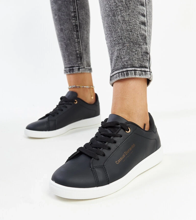 Czarne trampki eko-skórzane Furat