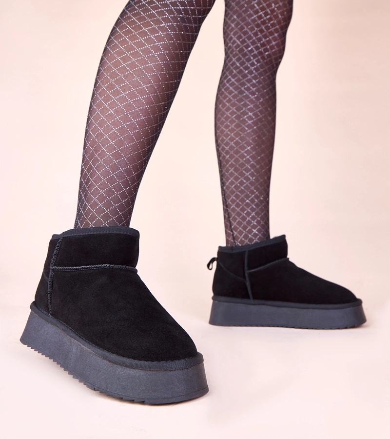 Czarne śniegowce z naturalnego zamszu Armona