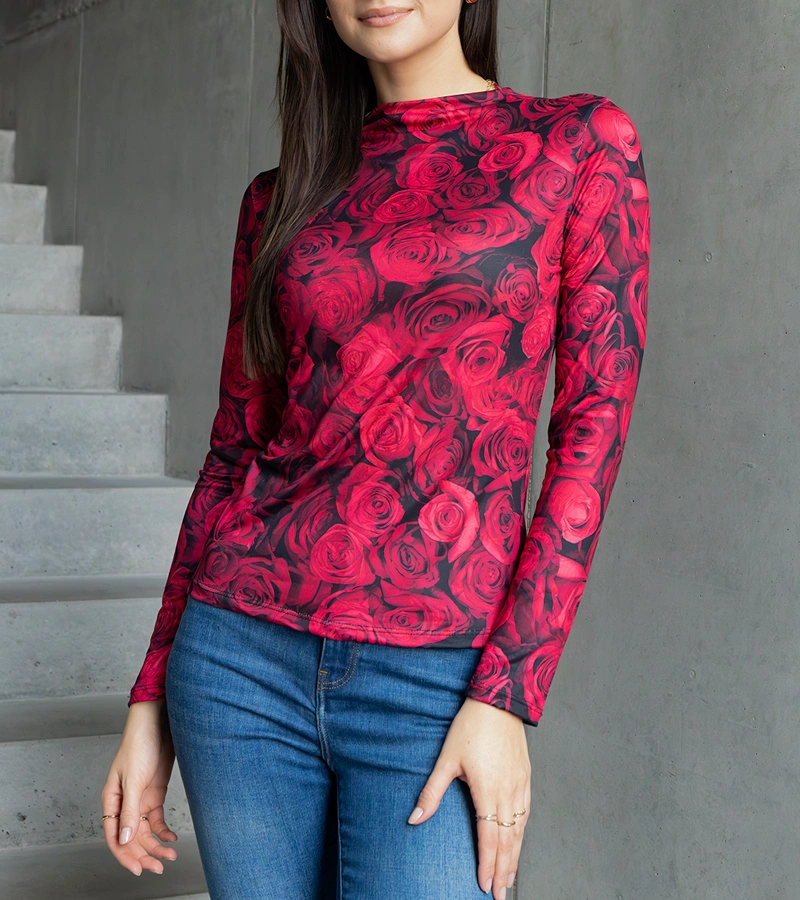 Czerwona bluzka zdobiona printem Amaya