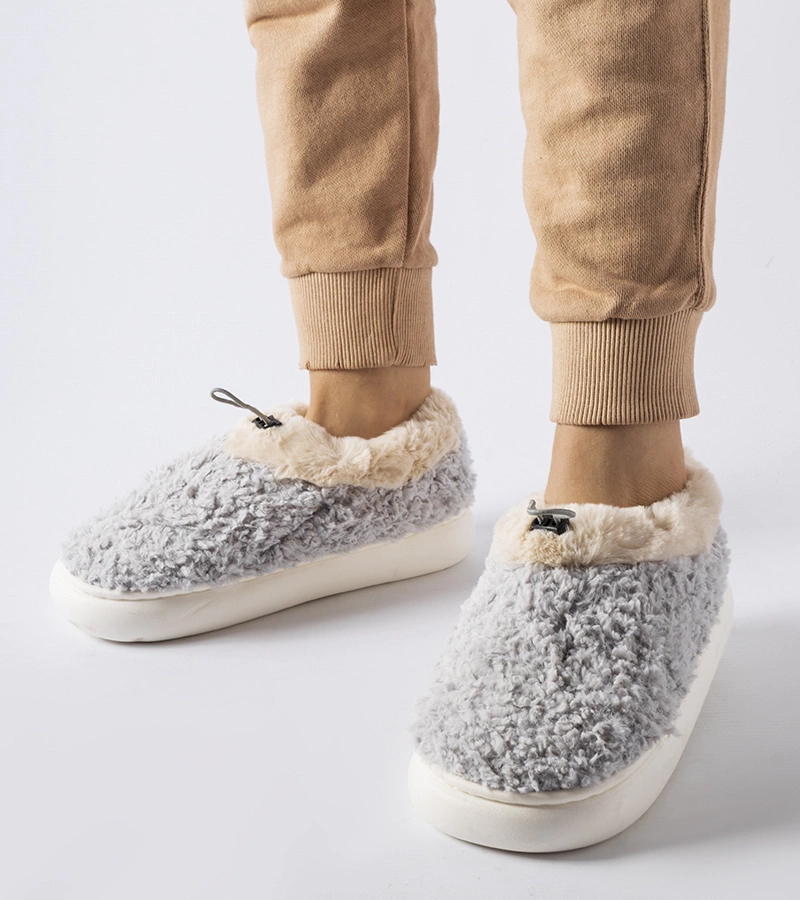 Szare ciepłe kapcie z zakrytą piętą Aurelio