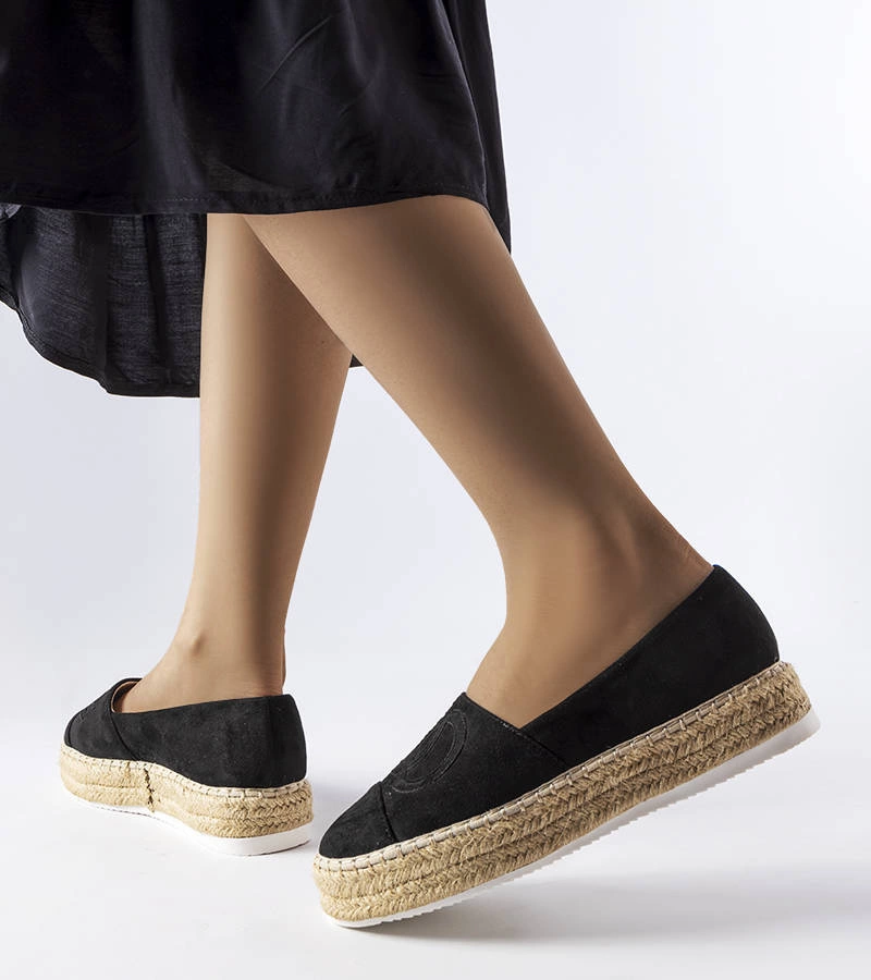 Czarne espadryle na platformie Beaudry