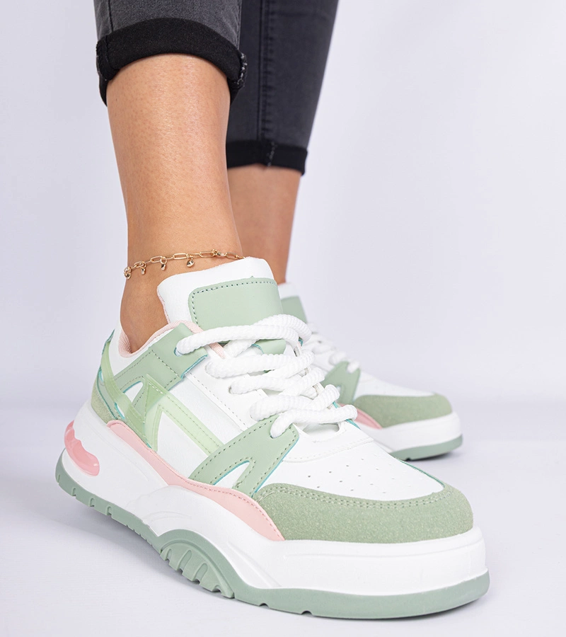 Zielone sneakersy z grubymi sznurówkami Luciana