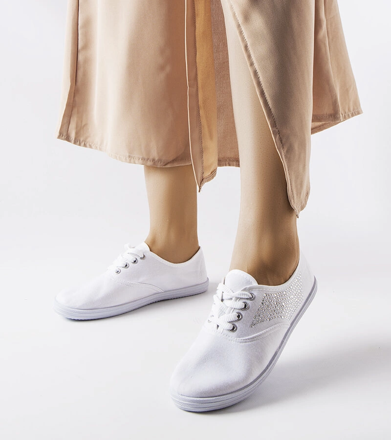 Białe tenisówki z cyrkoniami Godfrey