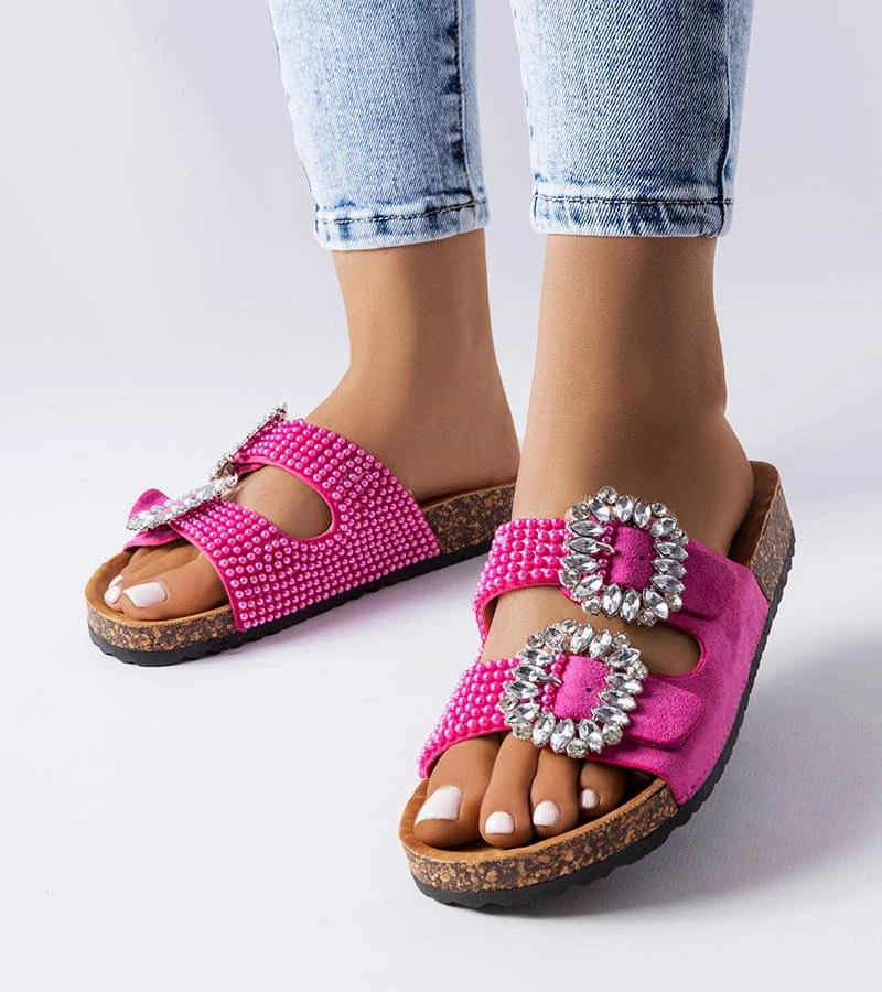 Różowe klapki zdobione cyrkoniami Racine