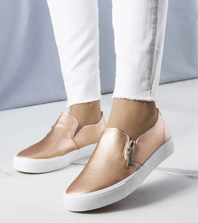 Złote tenisówki z eko-skóry Denain