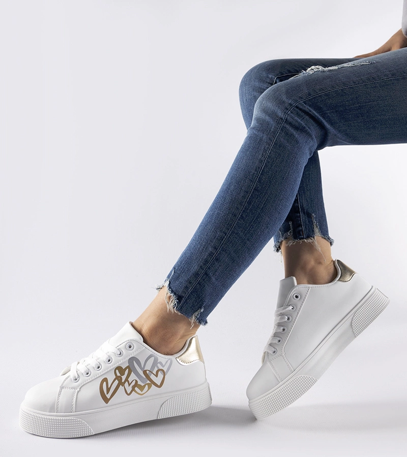 Biało-złote sneakersy na platformie Montclair