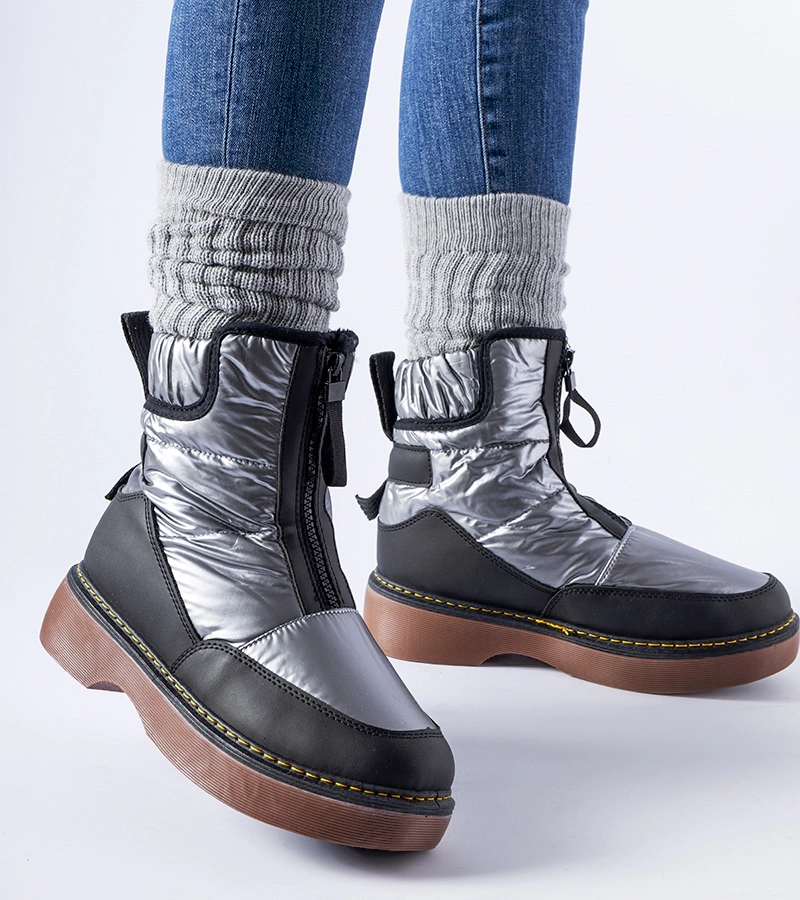 Szare ocieplane śniegowce na suwak Callisto