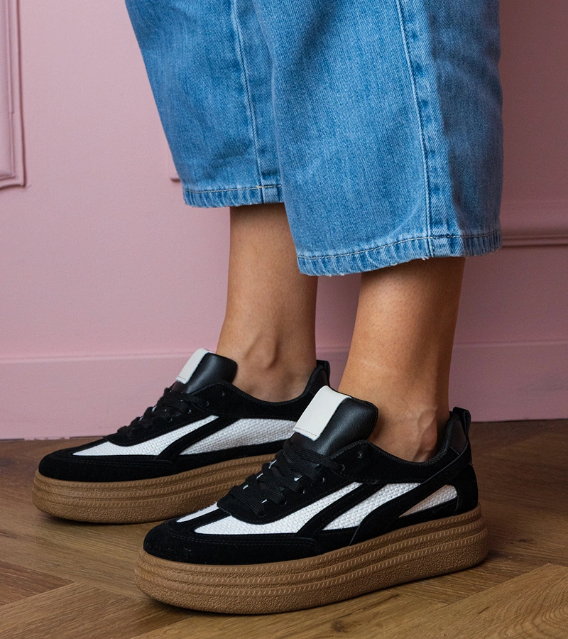 Czarne sneakersy trampki na grubej podeszwie Kamela