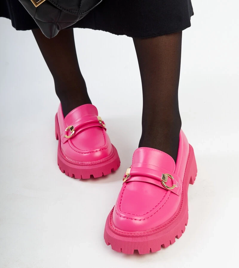 Ciemnoróżowe mokasyny z klamerką Lasima