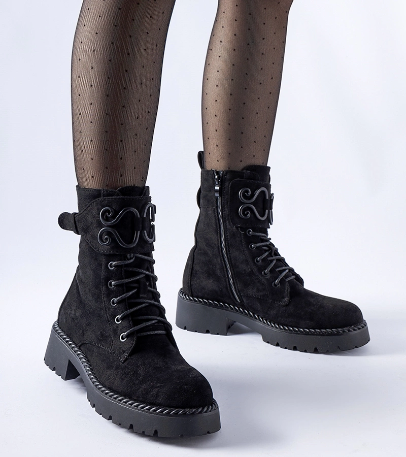 Czarne ozdobne workery eko-zmsz Castore