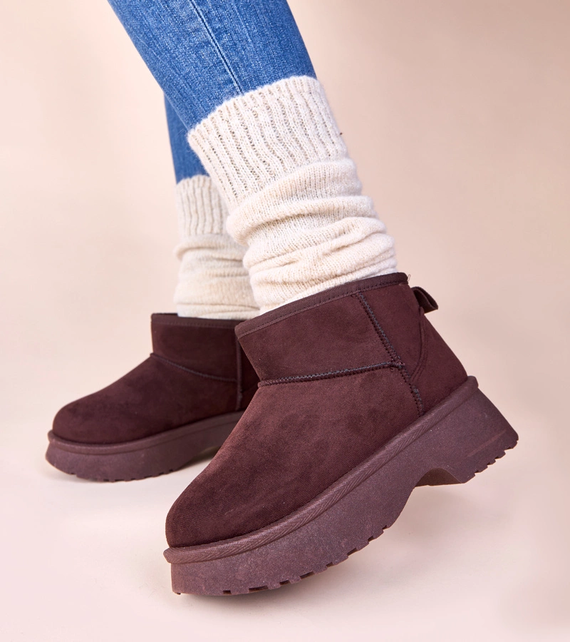 Brązowe śniegowce ocieplane na platformie Phoebe