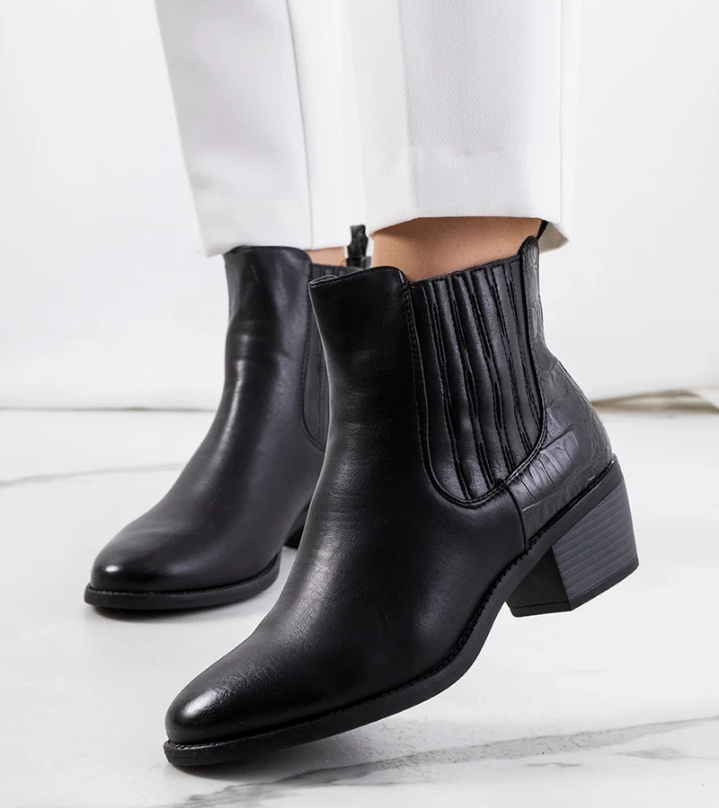 Czarne botki na obcasie Furtado