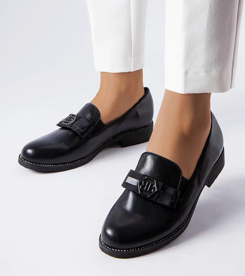 Czarne ozdobne mokasyny Tanguy