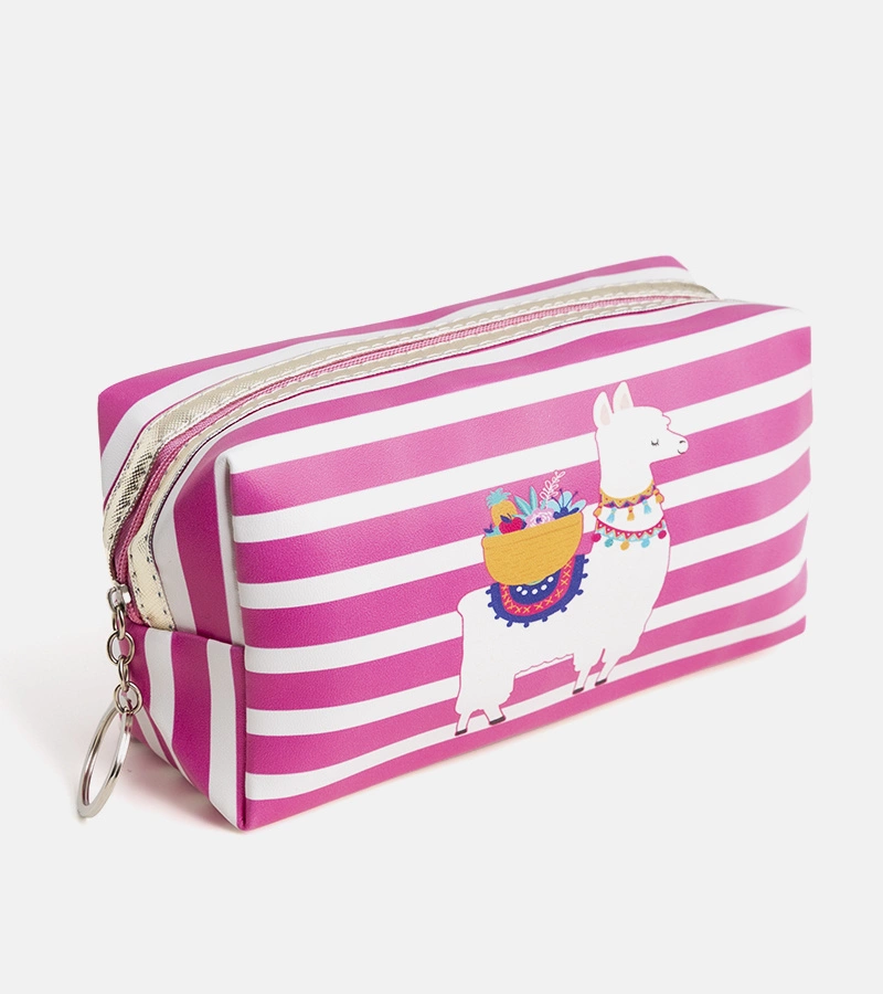 Biało różowa kosmetyczka Lama