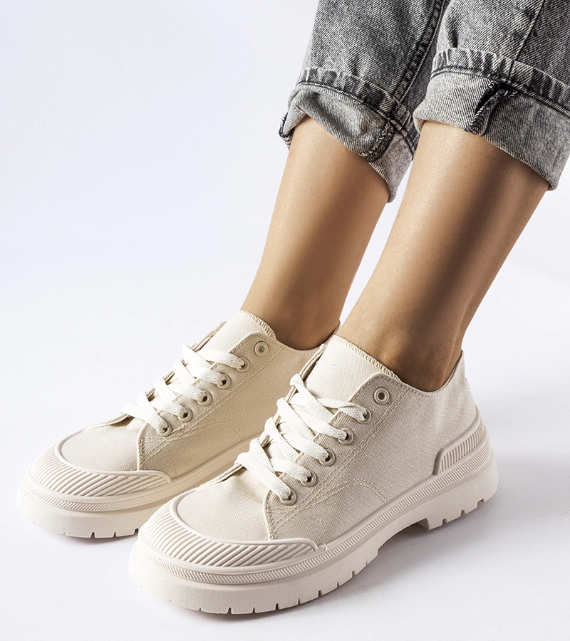 Beżowe materiałowe trampki Nassar