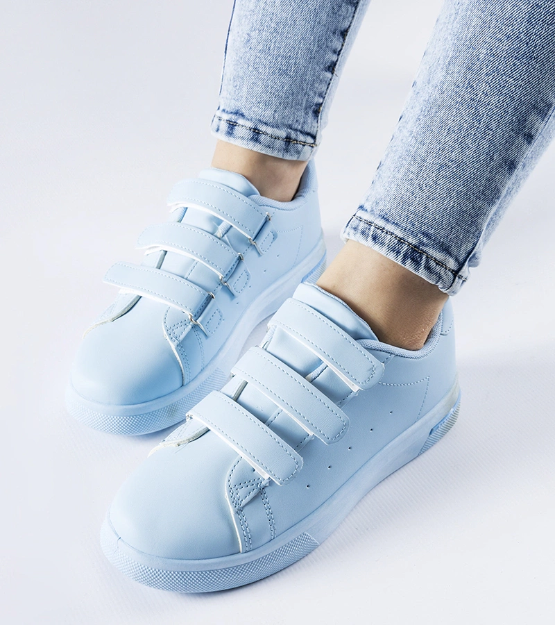 Błękitne sneakersy zapinane na rzepy Paré