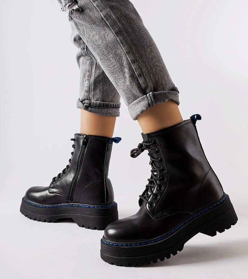 Czarne botki workery ocieplane Stiles