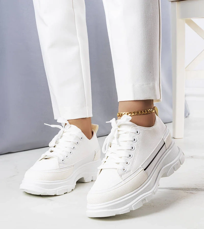 Białe trampki na wysokiej platformie Lavaris