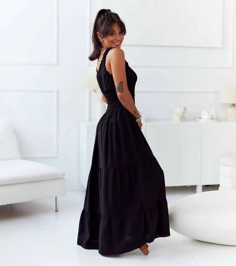 Czarna sukienka maxi na ramiączkach Hildi