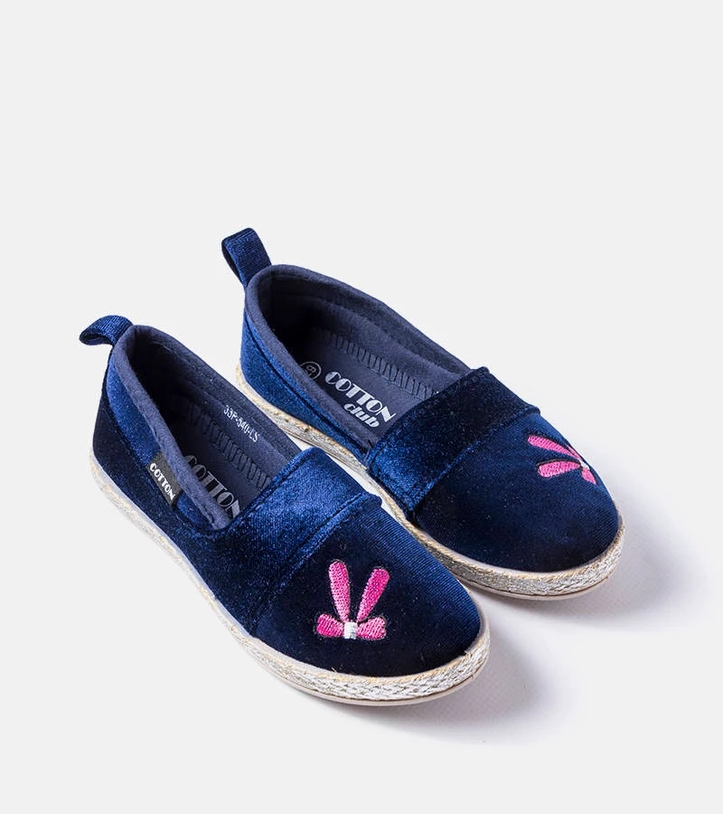 Granatowe welurowe balerinki Patria