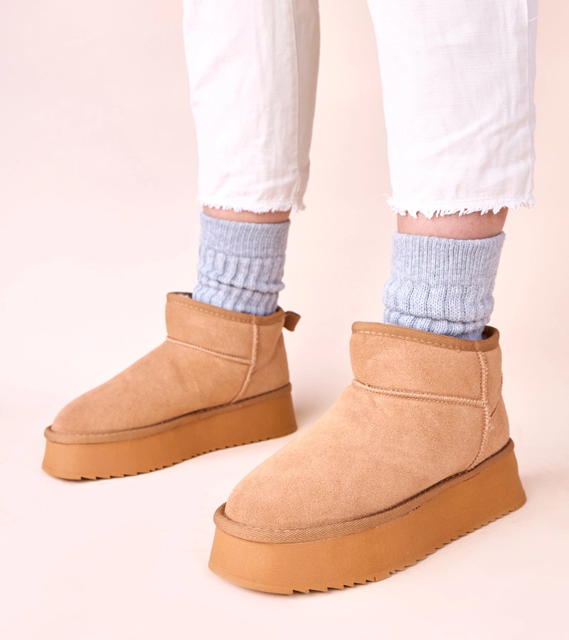 Brązowe śniegowce z naturalnego zamszu Armona