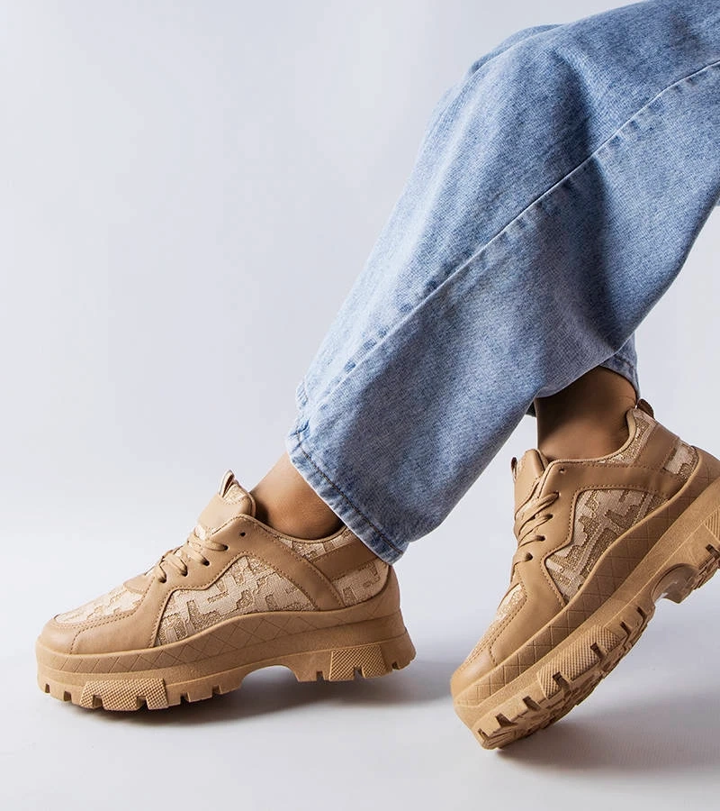 Ciemnobeżowe masywne sneakersy Brunswick