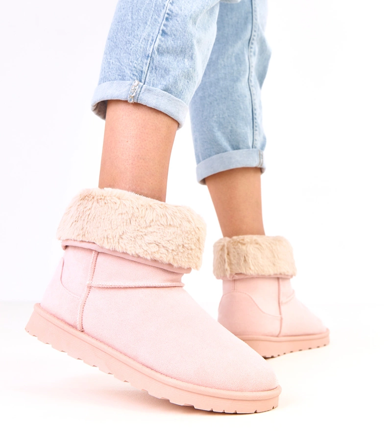 Różowe śniegowce z futerkiem na platformie Meggi