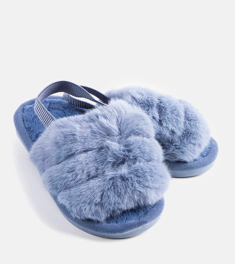 Niebieskie kapcie na gumkę Leilany