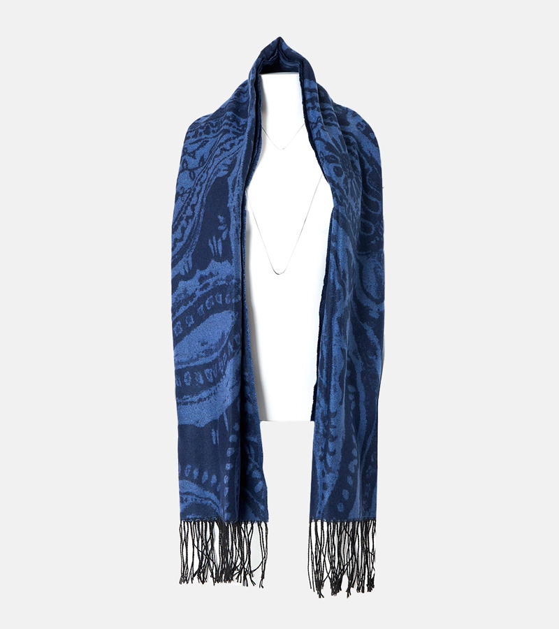 Czarno-niebieski szalik w kwiaty Colonie