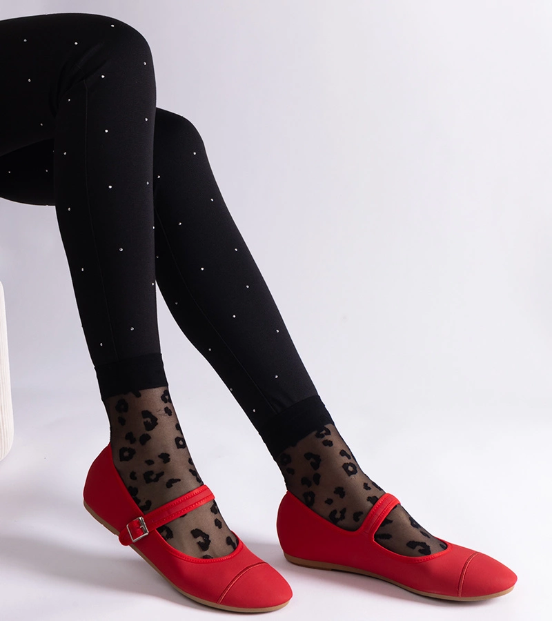 Czerwone balerinki o matowym wykończeniu Longhola