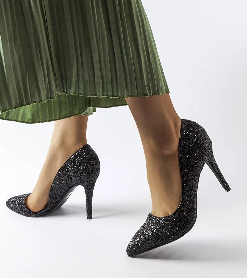 Czarne brokatowe szpilki Arsenault