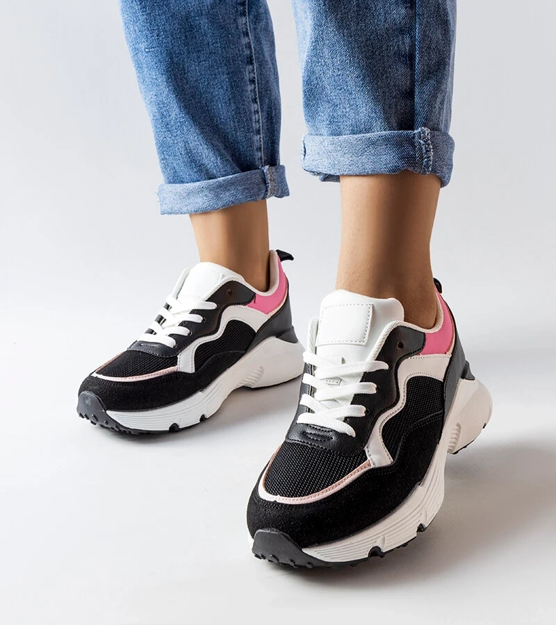Czarno-różowe sportowe sneakersy Fauren