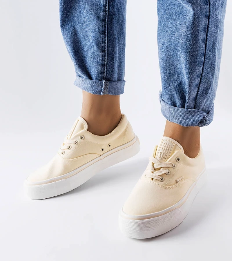 Żółte tenisówki na platformie Big Star LL274144