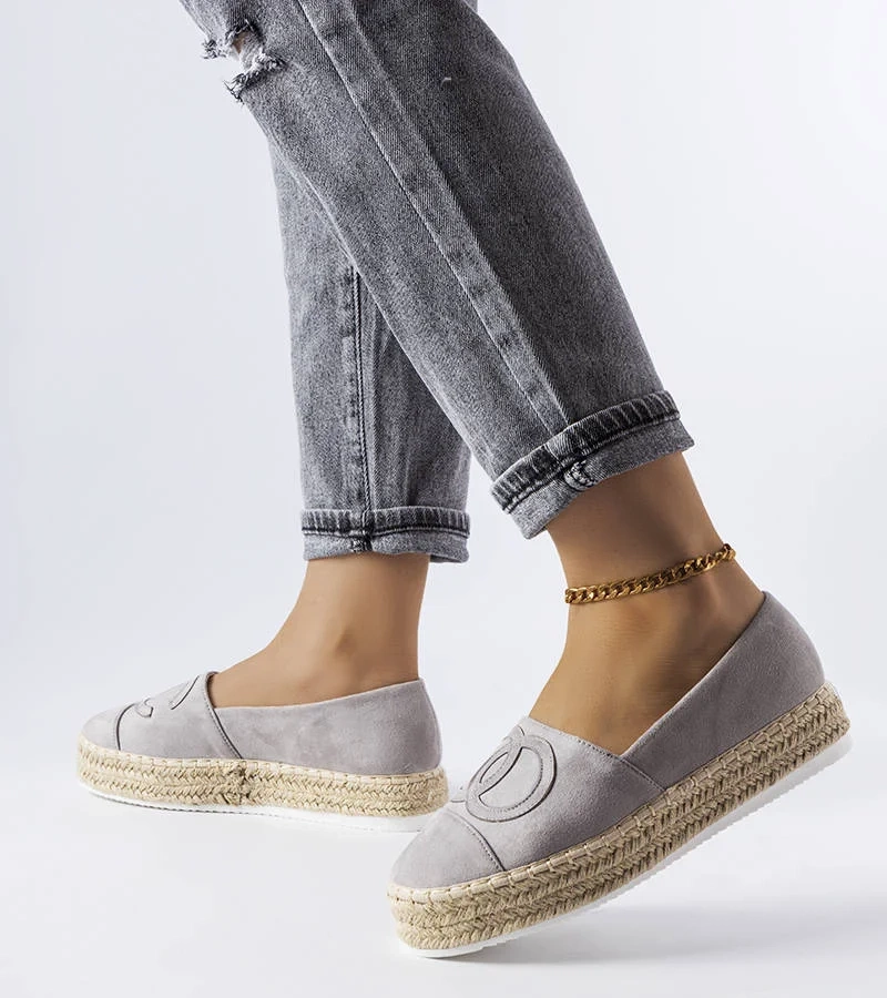 Szare espadryle na platformie Beaudry