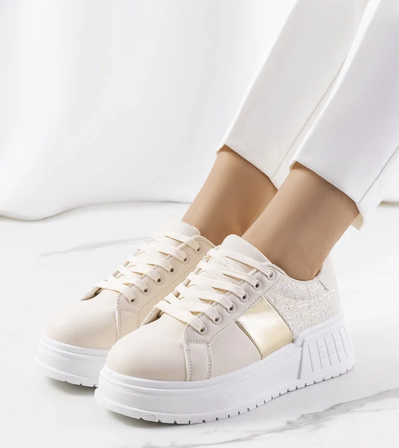 Beżowe sneakersy na platformie Avenid