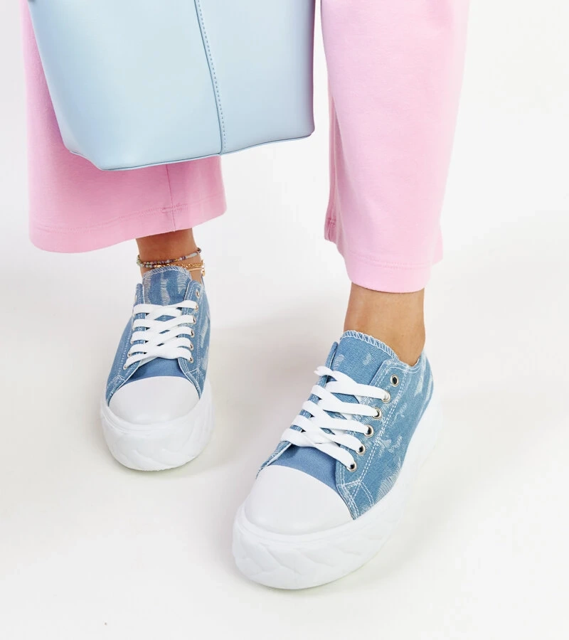 Niebieskie trampki na wysokiej platformie Almaz