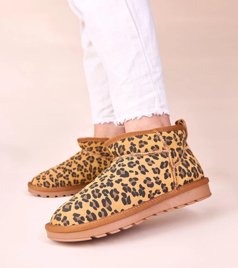 Panterkowe śniegowce naturalny zamsz ocieplane futerkiem Matilda