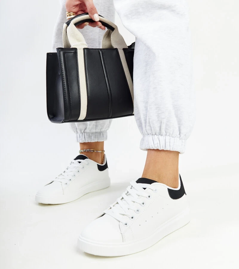 Biało-czarne trampki na platformie Ariam