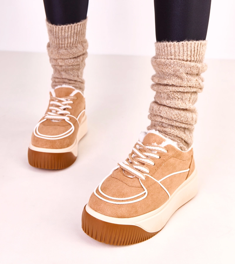 Brązowe sneakersy ocieplane na platformie Vargas